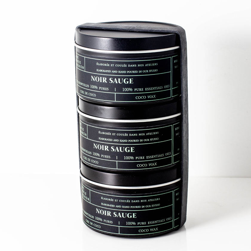 Trio Bougies Noir Sauge