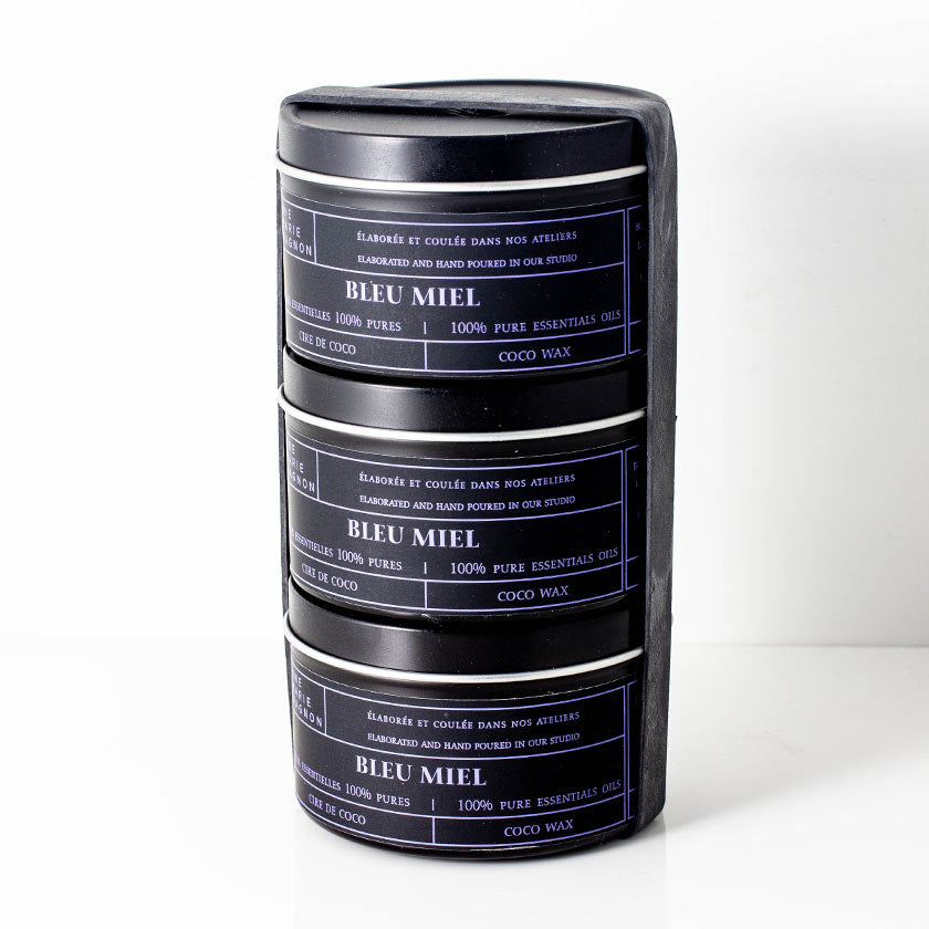 Trio Bougies Bleu Miel