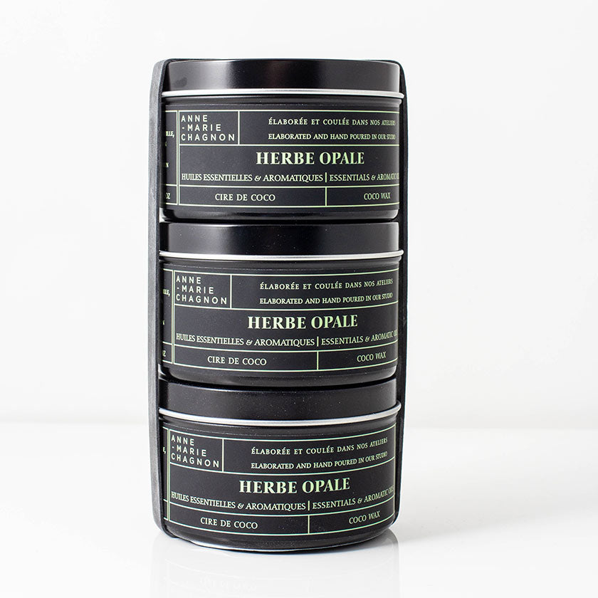 Trio Bougies Herbe Opale