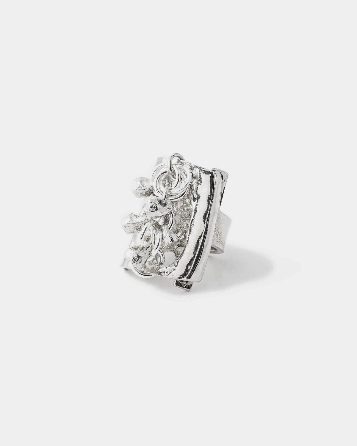 Bague Argentée Imposante Avec Cristaux Bleu Saphir - Taille 54 - Occasion Bon état