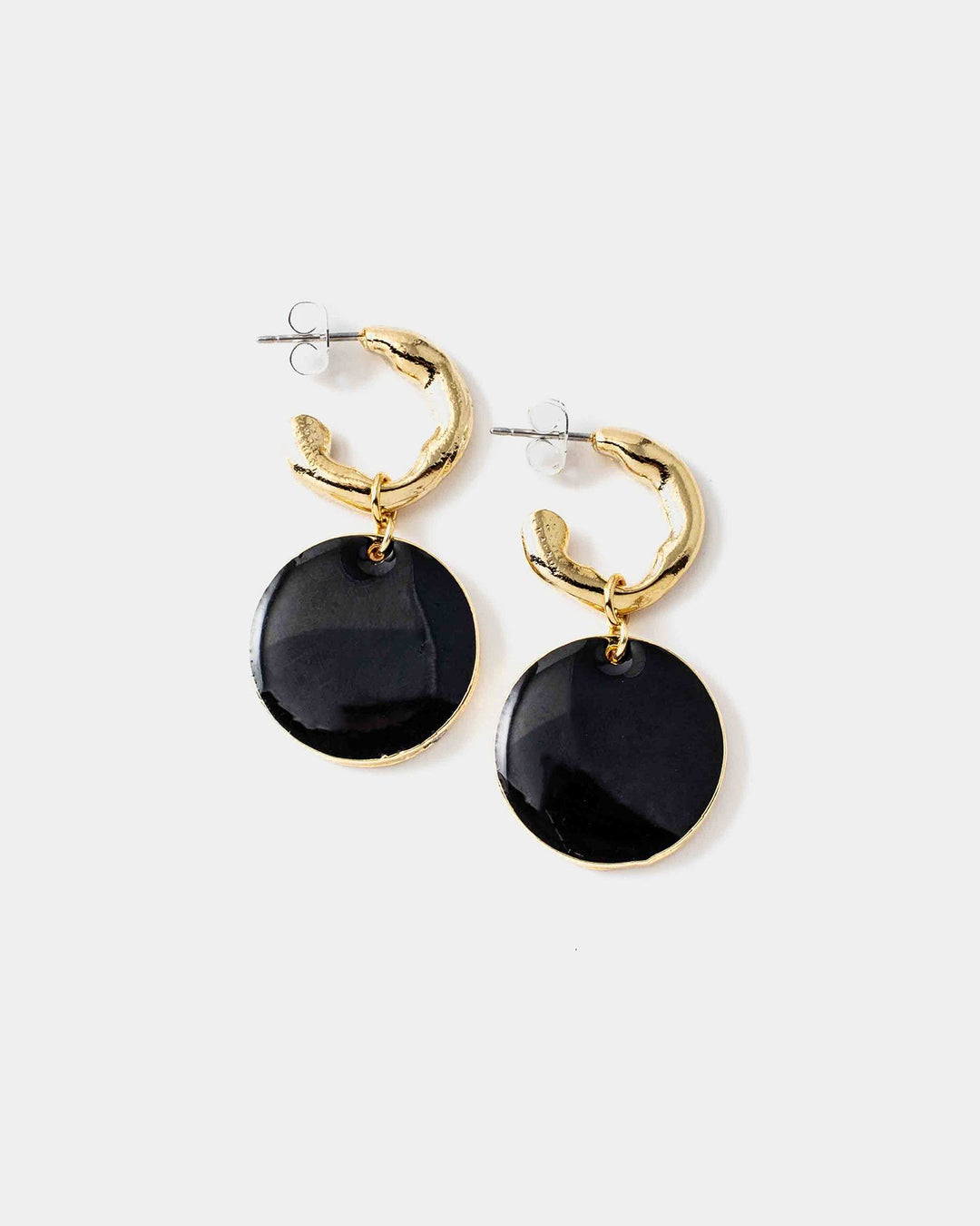 Lot De Bijoux Ann Chicon - Boucles D'oreilles Et Bracelet Noir/or - Style Déclaration - Occasion